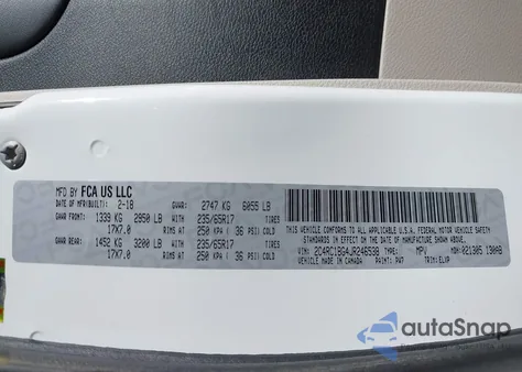 2018 Chrysler Pacifica Touring L z USA, uszkodzony, nr VIN 2C4RC1BG4JR246538